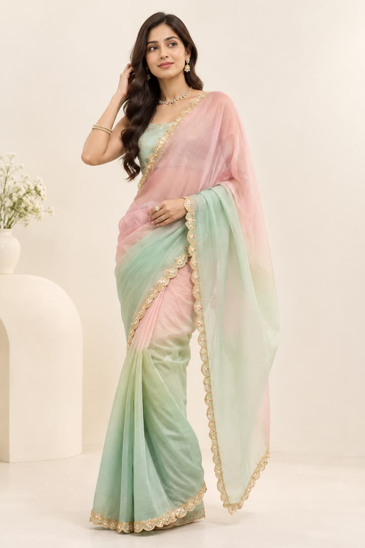 Pastel Organza Saree